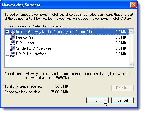 تفاصيل عن خدمات الشبكات في Windows XP
