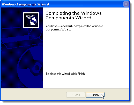 إكمال معالج مكونات Windows
