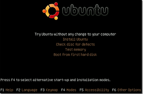 قائمة Ubuntu Linux Live CD الرئيسية
