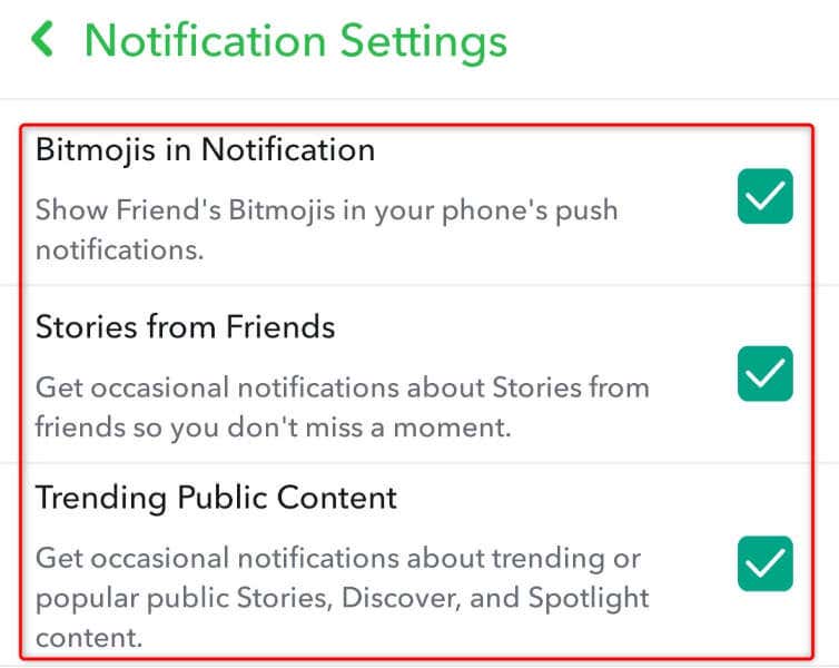 كيفية إلغاء تنشيط الإشعارات الانتقائية في صورة تطبيق Snapchat الخاص بك