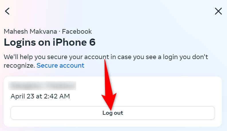 استخدم موقع Facebook لسطح المكتب لتسجيل الخروج من حسابك على صورة هاتفك