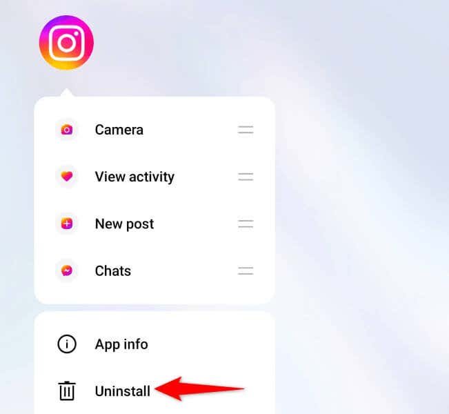 قم بإزالة وإعادة تثبيت Instagram على صورة هاتفك