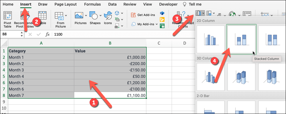 كيفية إنشاء مخطط انحداري في برنامج Microsoft Excel صورة 6