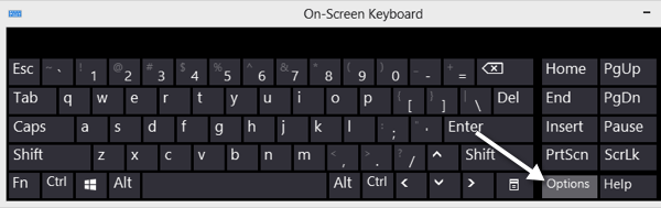 لوحة مفاتيح الخيارات