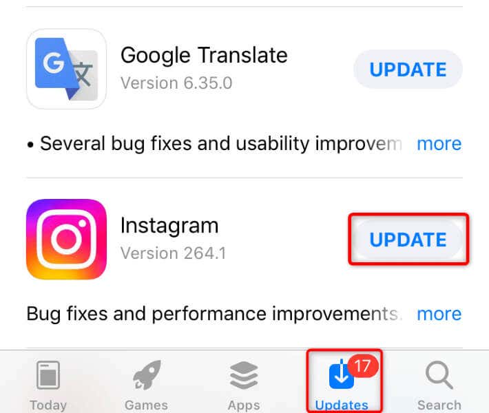 قم بتحديث تطبيق Instagram على صورة Android أو Apple iPhone (iOS) 2